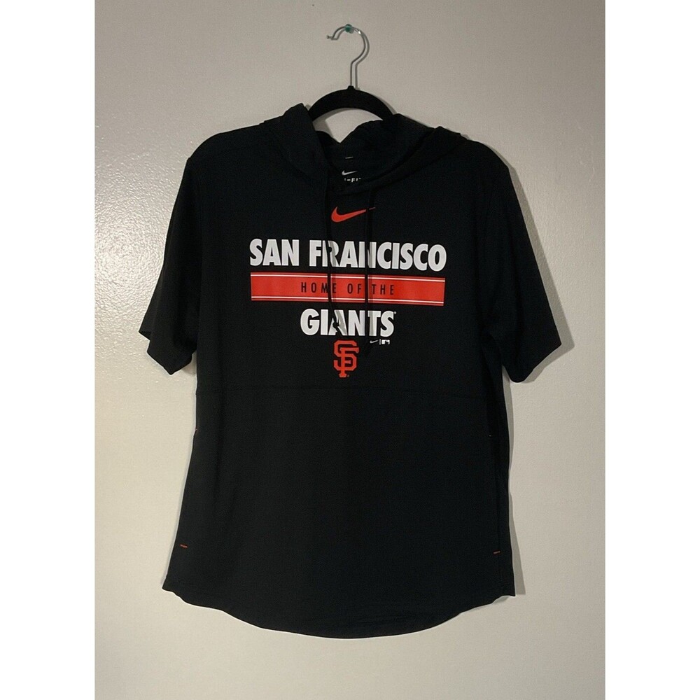 NIKE | San Francisco Giants Black Home Team Short Sleeve Hoodie Top | Size M